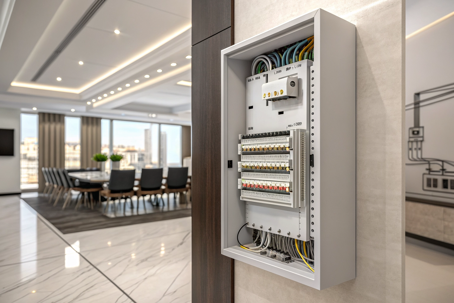 High-quality professional electrical panel with precision wiring